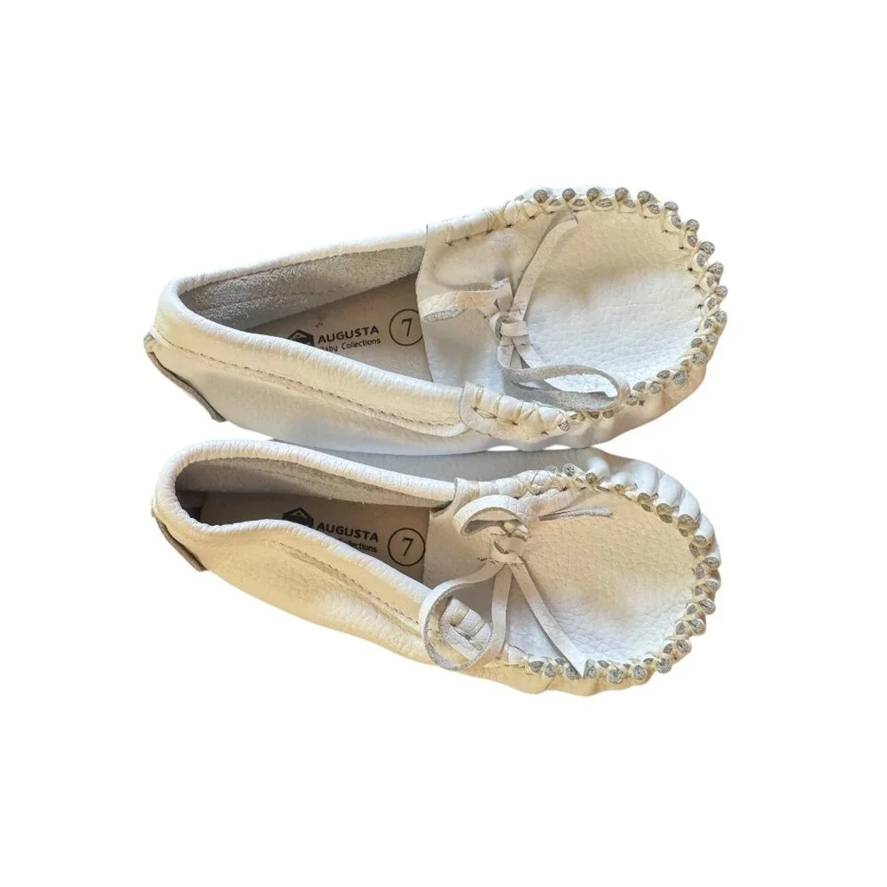 Augusta Baby‎ Collections White Leather Moccasins Soft Sole Size 7